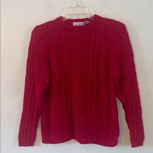 Vintage red cable sweater medium